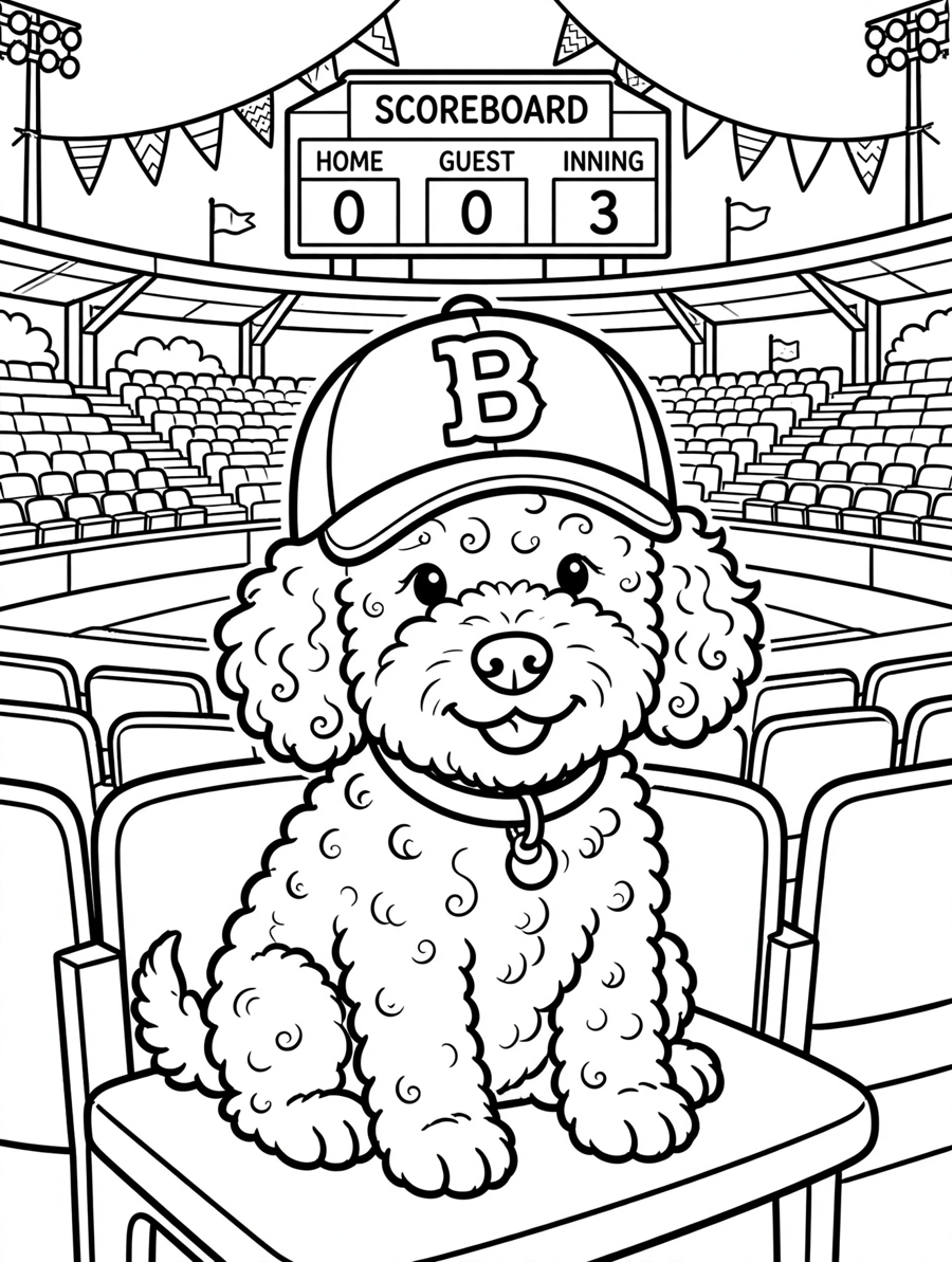 Coloring page: dog at Fenway Park